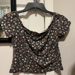 floral off the shoulder crop top
